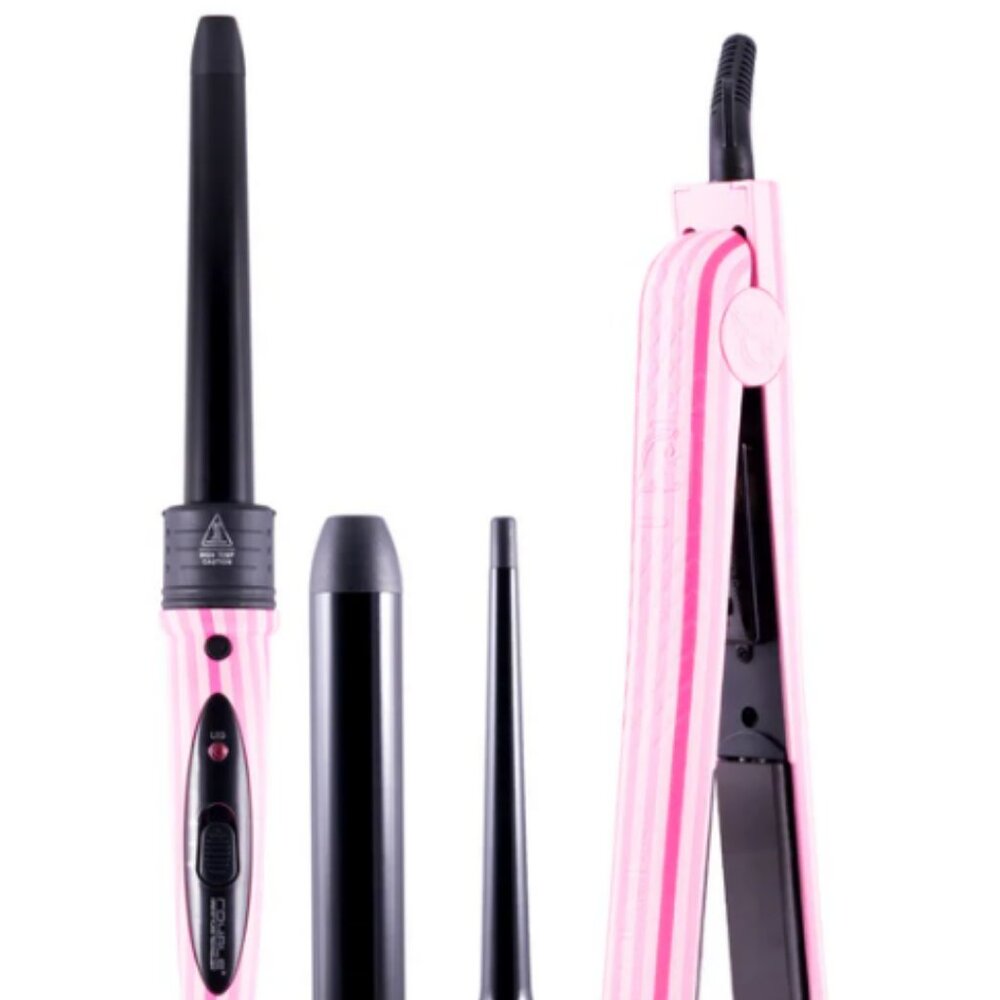 Flat Iron/Curling Wand Duet Set - Pink Stripes SEALED NIB THREE AVAIL
